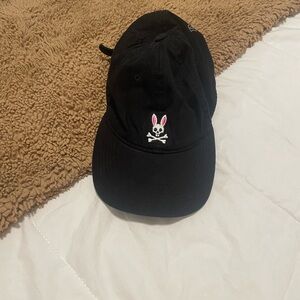Psycho Bunny Black Cap with Embroidered Logo